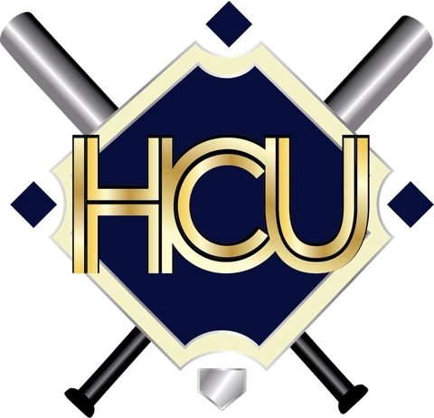 Hill Country United (HCU) logo: crossed bats over a baseball diamond